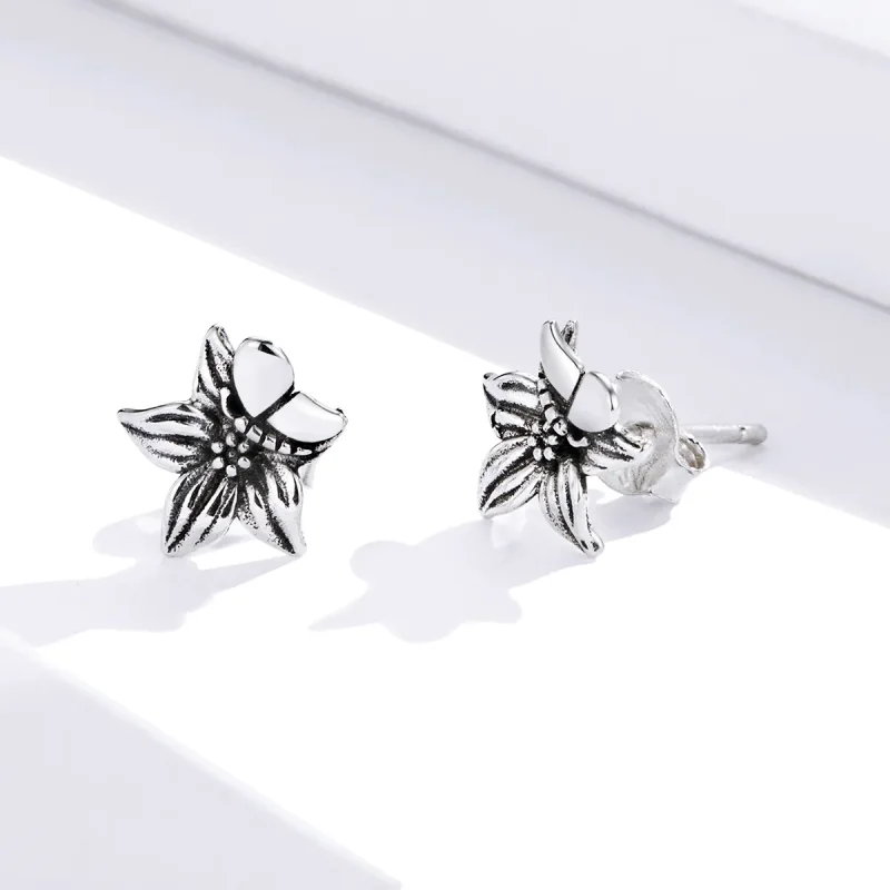 (imagine pentru) Cercei Tip Pandora cu Flori de dragoste fluture din argint - SCE887 - Vizualizare 3