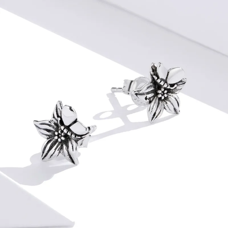 (imagine pentru) Cercei Tip Pandora cu Flori de dragoste fluture din argint - SCE887 - Vizualizare 4