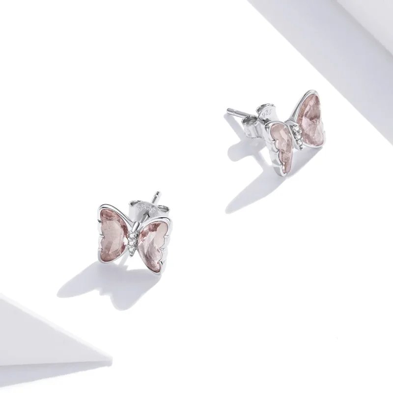 (imagine pentru) Cercei Tip Pandora cu Fluture de cristal din argint - SCE1013 - Vizualizare 2