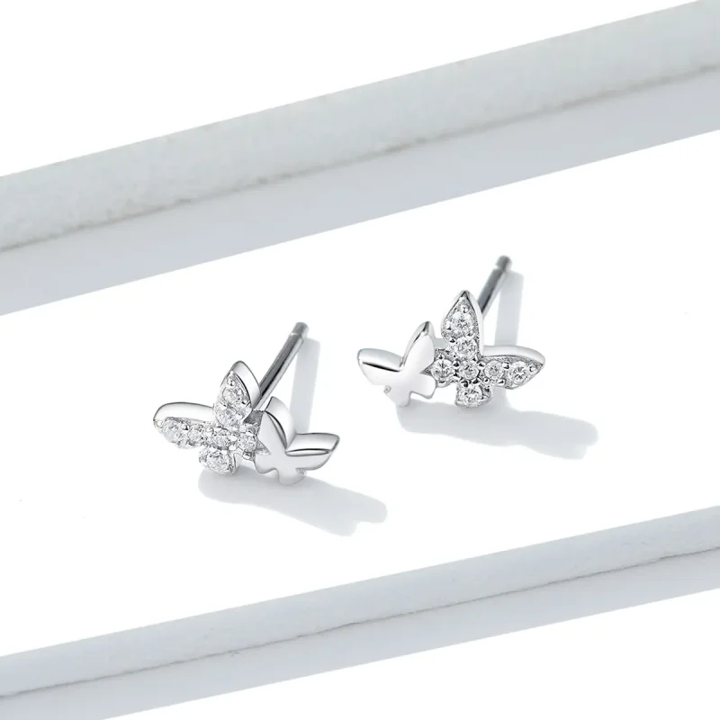 (imagine pentru) Cercei Tip Pandora cu Fluture din argint - BSE236 - Vizualizare 4