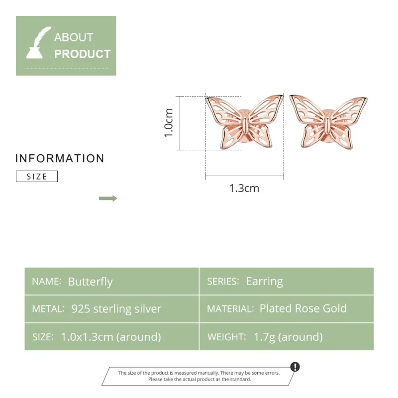 (imagine pentru) Cercei Tip Pandora cu Fluture din aur rose - SCE452-C - Vizualizare 8