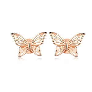 (imagine pentru) Cercei Tip Pandora cu Fluture din aur rose - SCE452-C