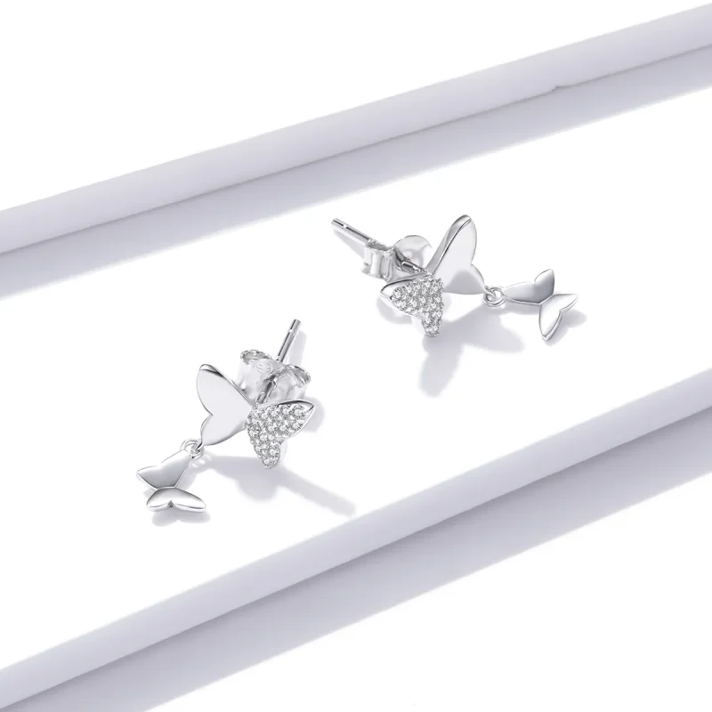 (imagine pentru) Cercei Tip Pandora cu Fluture Dragoste din argint - SCE1017 - Vizualizare 4