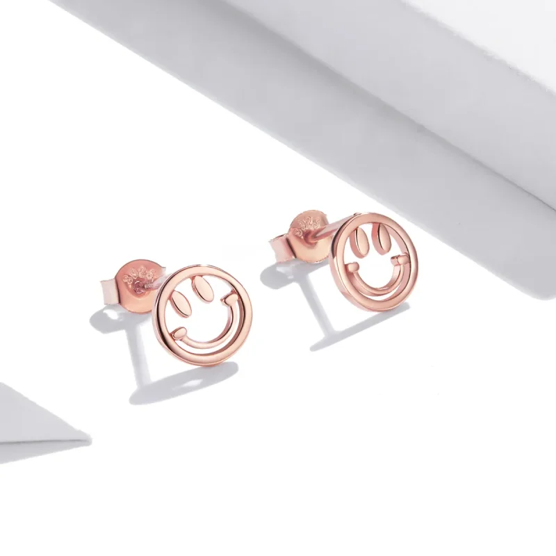 (imagine pentru) Cercei Tip Pandora cu Frumos Smiley Face din aur rose - SCE1106 - Vizualizare 2