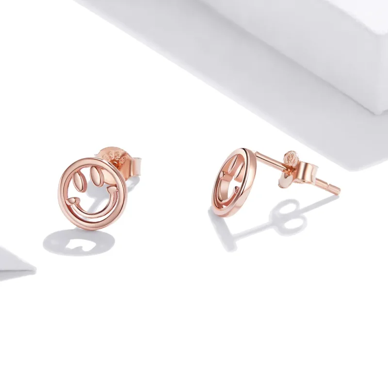 (imagine pentru) Cercei Tip Pandora cu Frumos Smiley Face din aur rose - SCE1106 - Vizualizare 3
