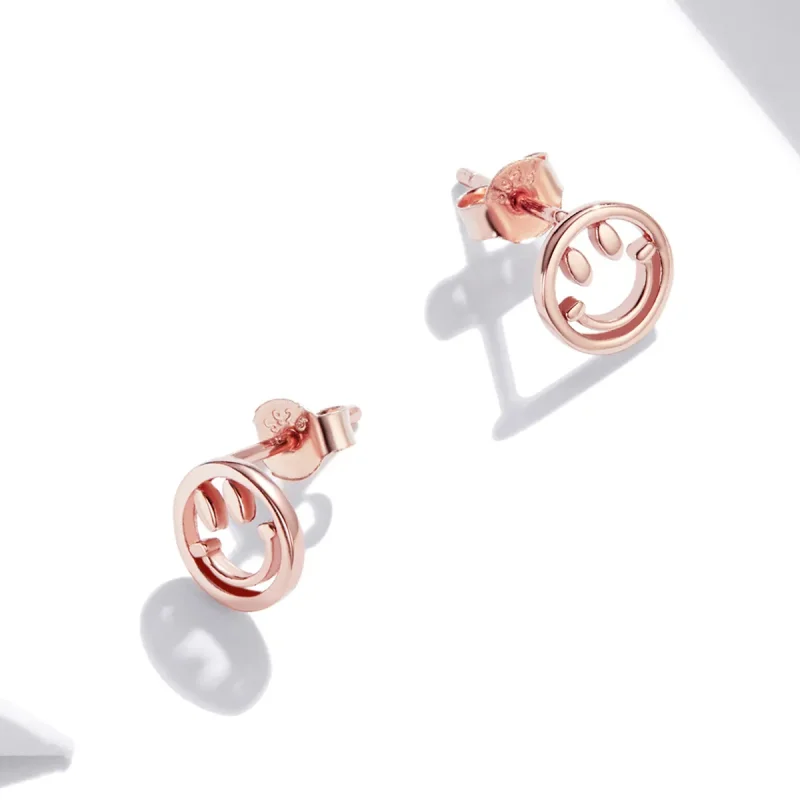 (imagine pentru) Cercei Tip Pandora cu Frumos Smiley Face din aur rose - SCE1106 - Vizualizare 4