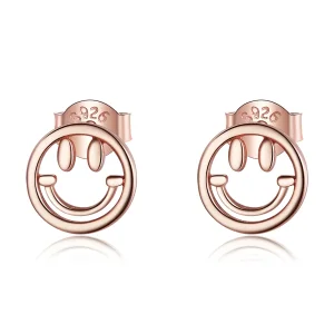 (imagine pentru) Cercei Tip Pandora cu Frumos Smiley Face din aur rose - SCE1106