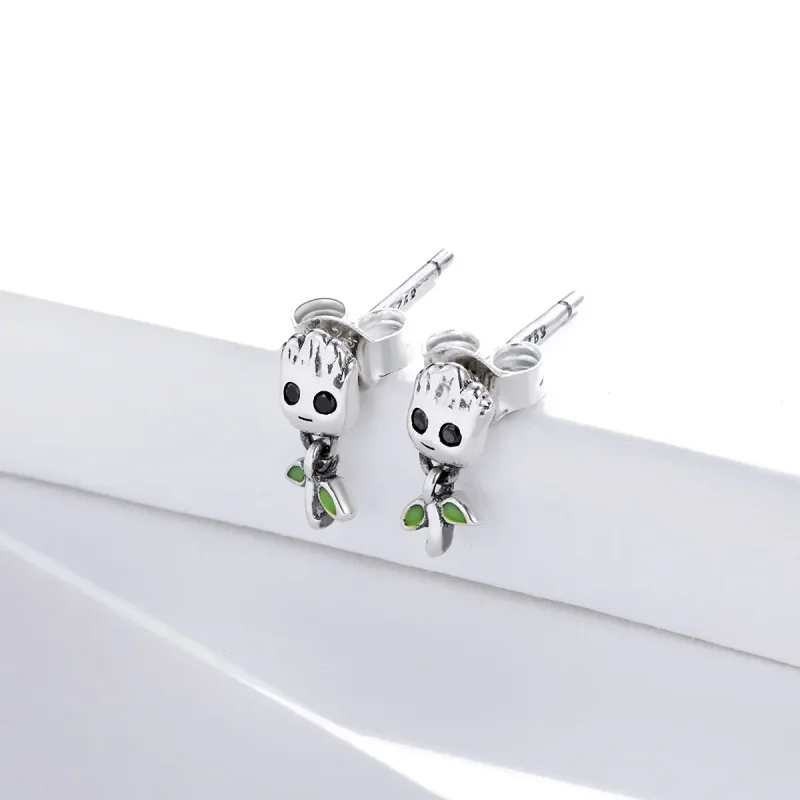 (imagine pentru) Cercei Tip Pandora cu Groot din argint - SCE900 - Vizualizare 3