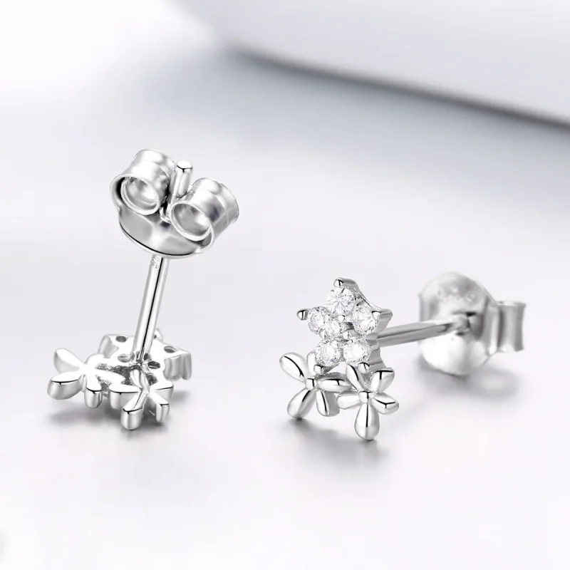 (imagine pentru) Cercei Tip Pandora cu Gypsophila din argint - BSE030 - Vizualizare 2