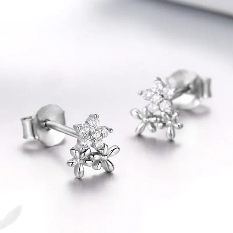 (imagine pentru) Cercei Tip Pandora cu Gypsophila din argint - BSE030 - Vizualizare 3