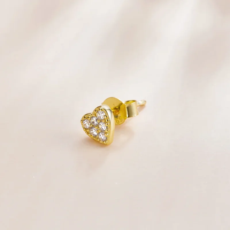 (imagine pentru) Cercei Tip Pandora cu Inimă asimetrică placat cu aur de 14 k - SCE1056 - Vizualizare 2