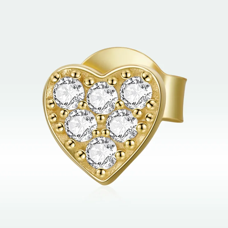 (imagine pentru) Cercei Tip Pandora cu Inimă asimetrică placat cu aur de 14 k - SCE1056 - Vizualizare 5
