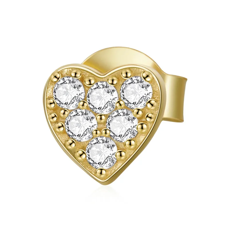 (imagine pentru) Cercei Tip Pandora cu Inimă asimetrică placat cu aur de 14 k - SCE1056