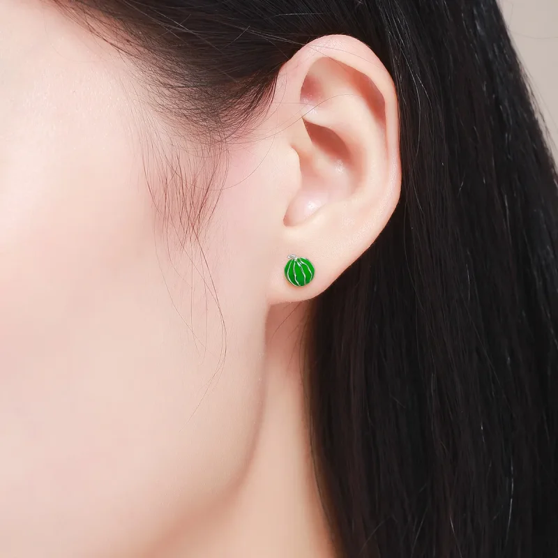 (imagine pentru) Cercei Tip Pandora cu Iubire de pepene verde din argint - SCE105 - Vizualizare 7