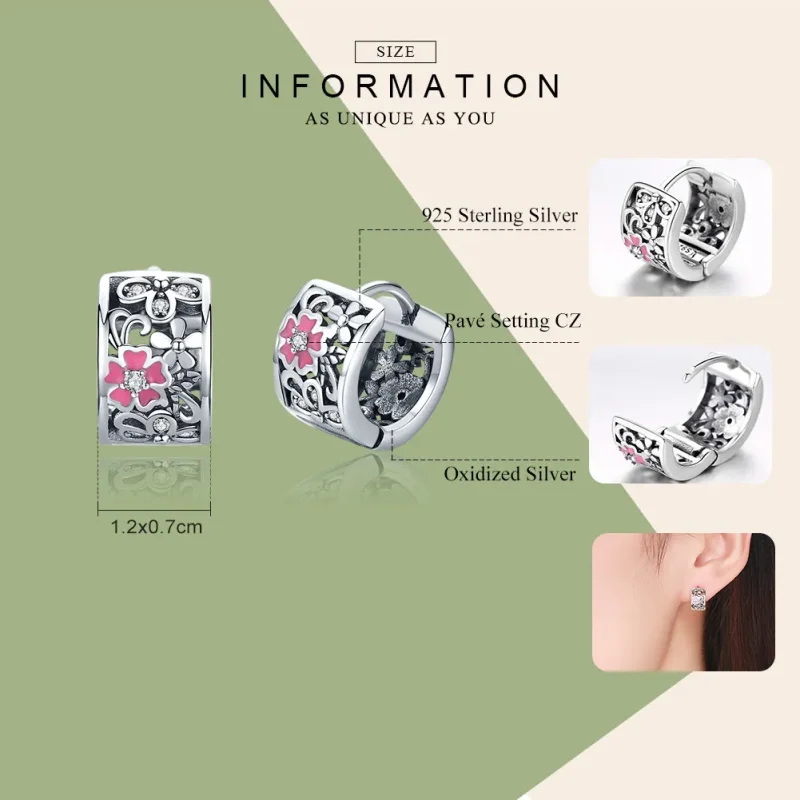 (imagine pentru) Cercei Tip Pandora cu Limbajul florilor din argint - SCE541 - Vizualizare 3