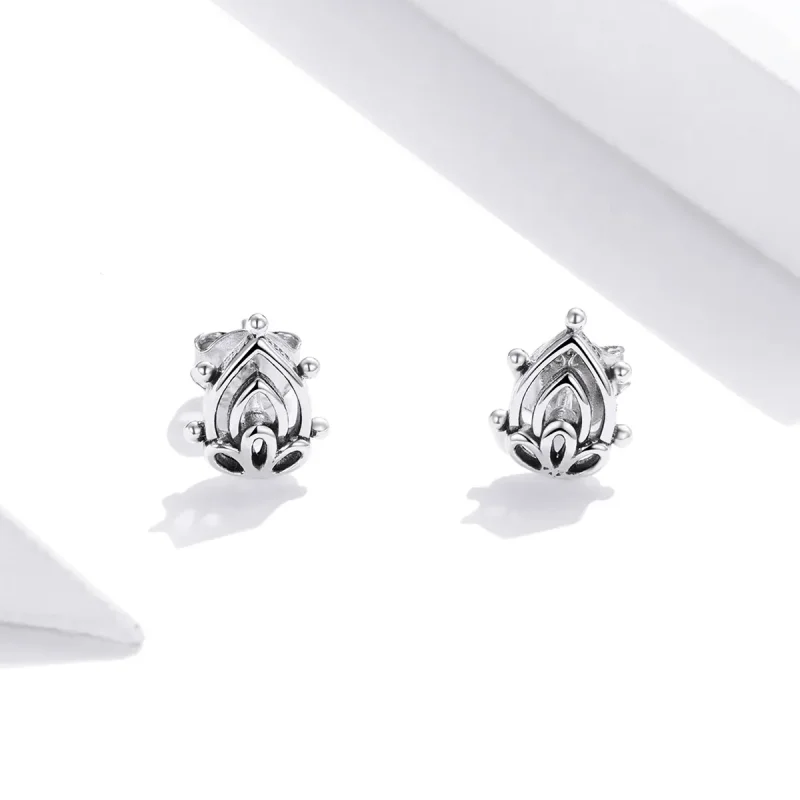 (imagine pentru) Cercei Tip Pandora cu Lotus Bud din argint - SCE989 - Vizualizare 2