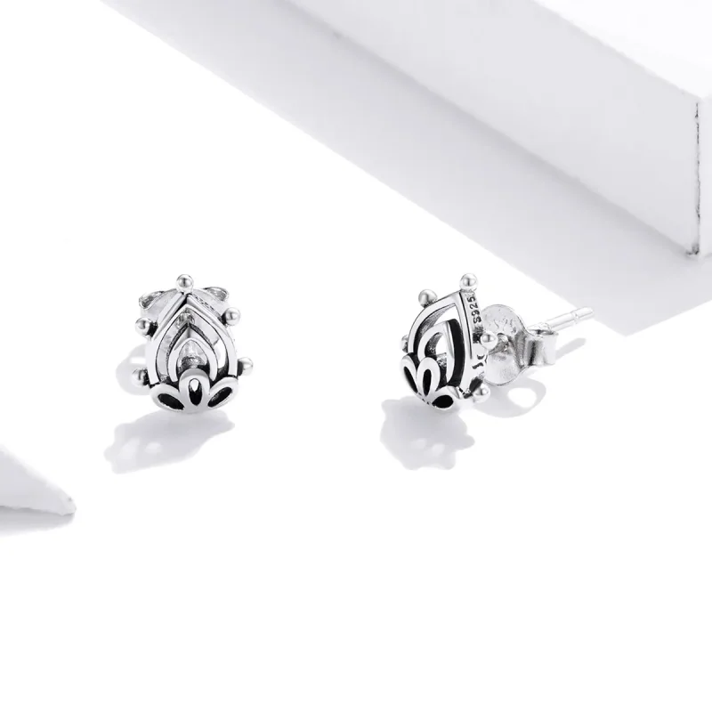 (imagine pentru) Cercei Tip Pandora cu Lotus Bud din argint - SCE989 - Vizualizare 3