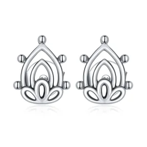 (imagine pentru) Cercei Tip Pandora cu Lotus Bud din argint - SCE989