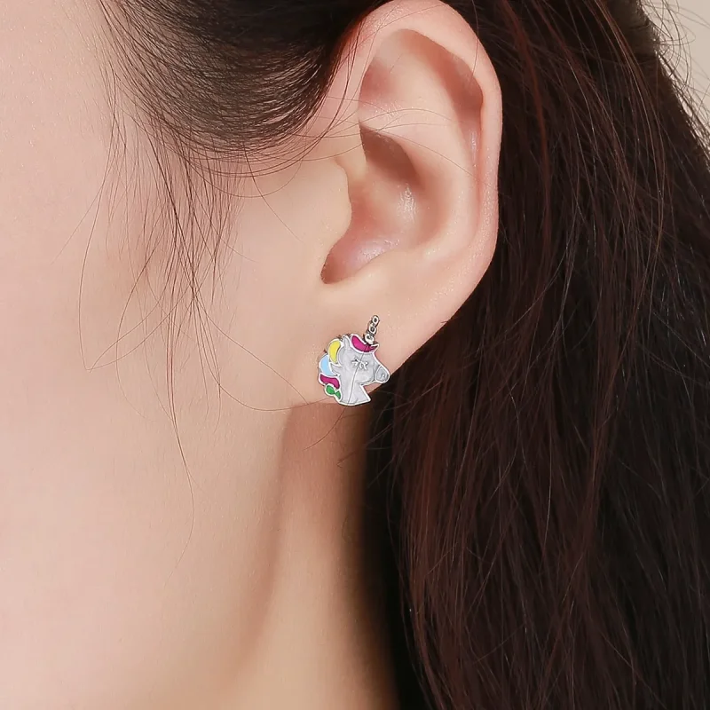(imagine pentru) Cercei Tip Pandora cu Memorie Unicorn din argint - SCE393 - Vizualizare 4