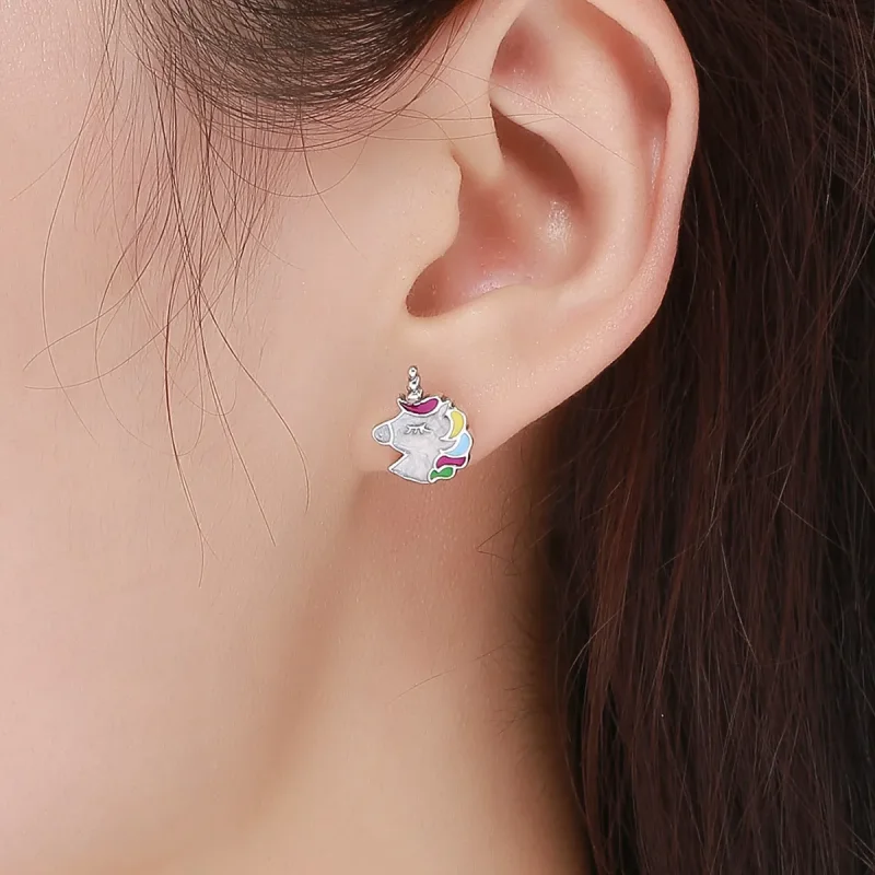 (imagine pentru) Cercei Tip Pandora cu Memorie Unicorn din argint - SCE393 - Vizualizare 5