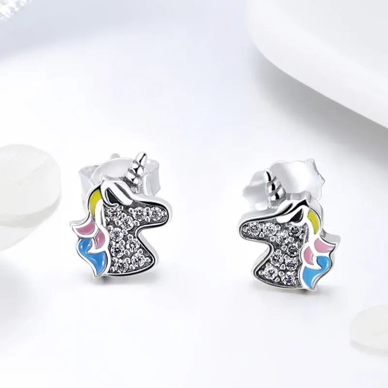 (imagine pentru) Cercei Tip Pandora cu Memorie Unicorn din argint - SCE426 - Vizualizare 2