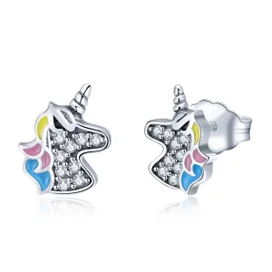 (imagine pentru) Cercei Tip Pandora cu Memorie Unicorn din argint - SCE426
