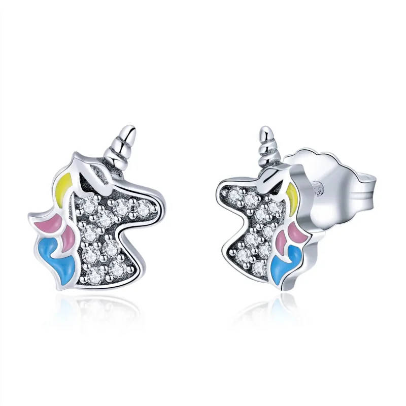 (imagine pentru) Cercei Tip Pandora cu Memorie Unicorn din argint - SCE426
