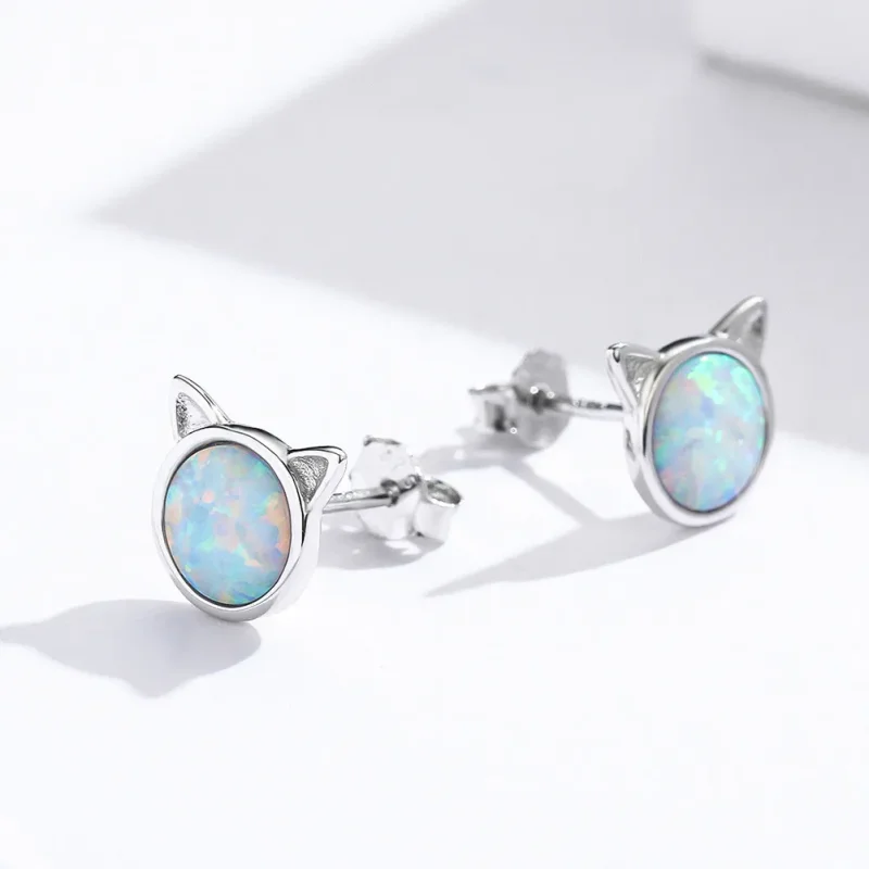 (imagine pentru) Cercei Tip Pandora cu Meow Star din argint - SCE538-Q - Vizualizare 2
