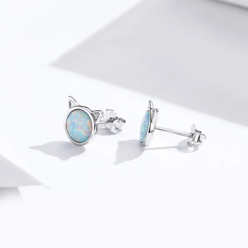 (imagine pentru) Cercei Tip Pandora cu Meow Star din argint - SCE538-Q - Vizualizare 4