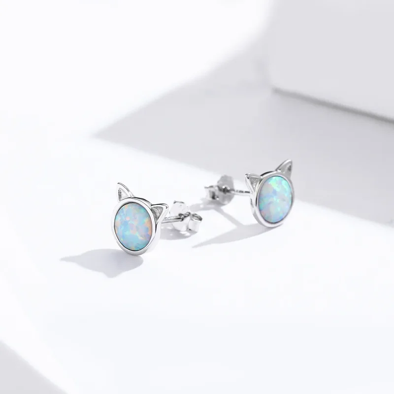 (imagine pentru) Cercei Tip Pandora cu Meow Star din argint - SCE538-Q - Vizualizare 5