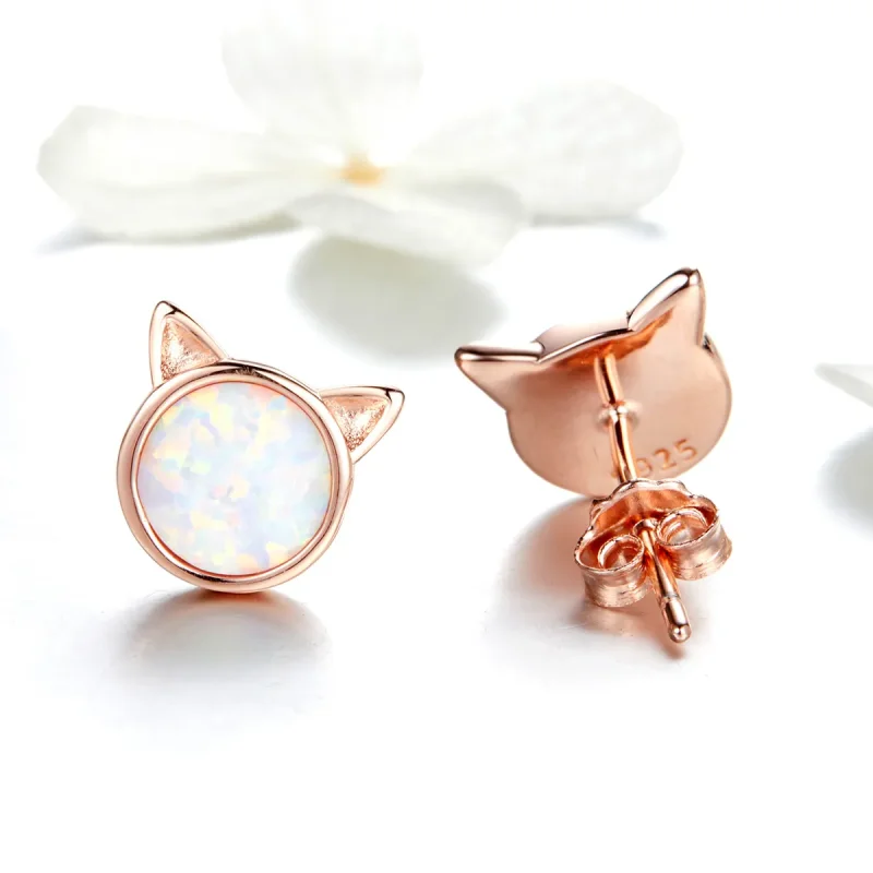 (imagine pentru) Cercei Tip Pandora cu Meow Star din aur rose - SCE538 - Vizualizare 3