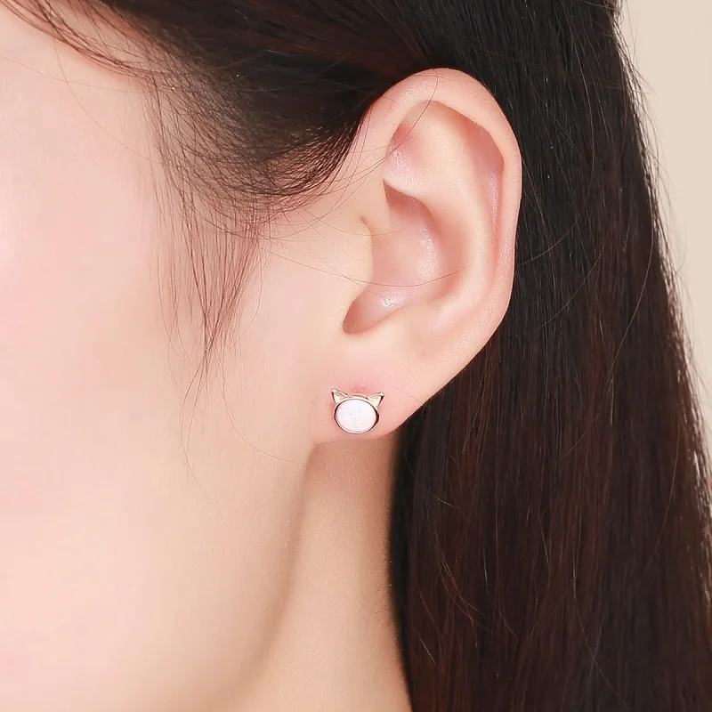 (imagine pentru) Cercei Tip Pandora cu Meow Star din aur rose - SCE538 - Vizualizare 4