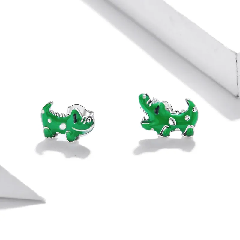 (imagine pentru) Cercei Tip Pandora cu Micul Crocodil din argint - SCE1113 - Vizualizare 3