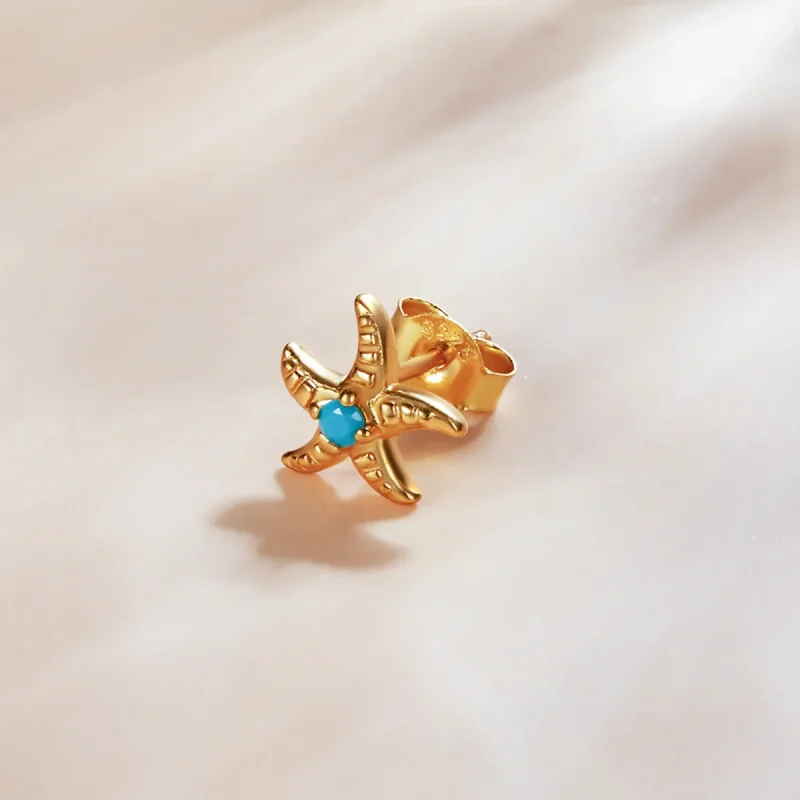 (imagine pentru) Cercei Tip Pandora cu Misterioasa stea de mare Spania placat cu aur de 14 k - SC - Vizualizare 2