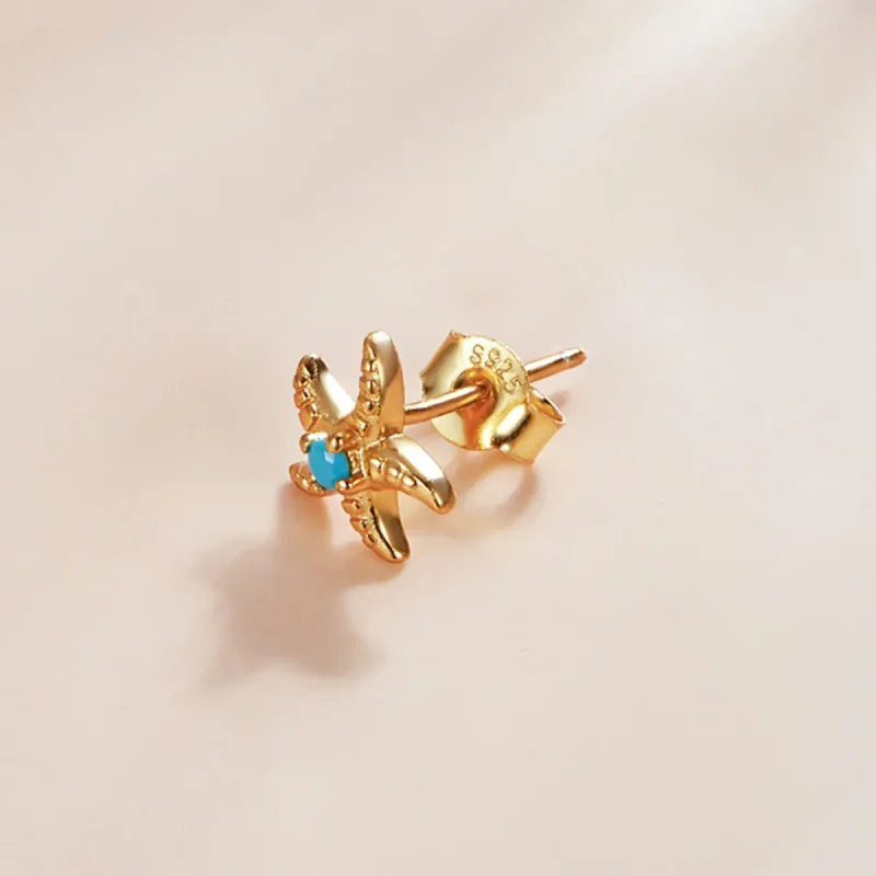 (imagine pentru) Cercei Tip Pandora cu Misterioasa stea de mare Spania placat cu aur de 14 k - SC - Vizualizare 3