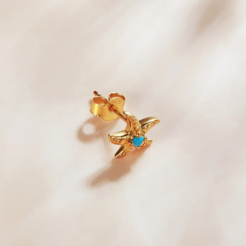 (imagine pentru) Cercei Tip Pandora cu Misterioasa stea de mare Spania placat cu aur de 14 k - SC - Vizualizare 4
