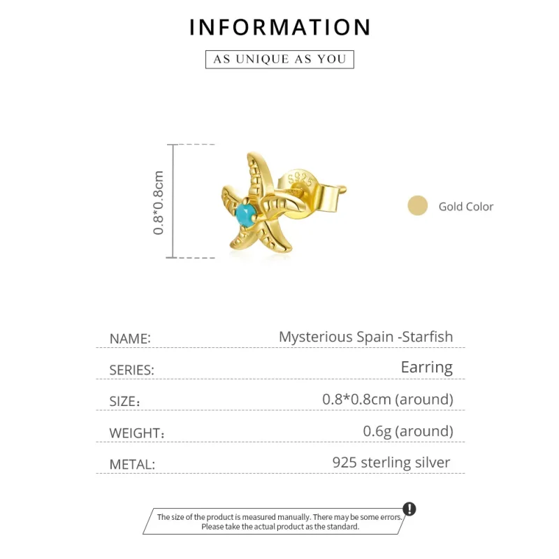 (imagine pentru) Cercei Tip Pandora cu Misterioasa stea de mare Spania placat cu aur de 14 k - SC - Vizualizare 5