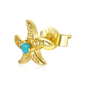 (imagine pentru) Cercei Tip Pandora cu Misterioasa stea de mare Spania placat cu aur de 14 k - SCE1152