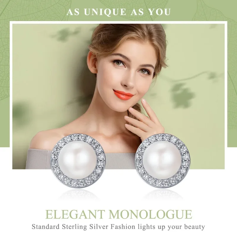 (imagine pentru) Cercei Tip Pandora cu Monolog elegant din argint - SCE122 - Vizualizare 2