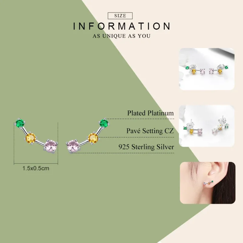 (imagine pentru) Cercei Tip Pandora cu Neon din argint - SCE495 - Vizualizare 3