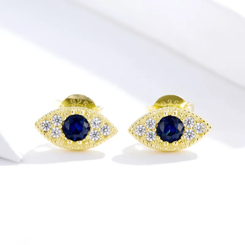 (imagine pentru) Cercei Tip Pandora cu Ochi norocos placat cu aur de 14 k - SCE805 - Vizualizare 4