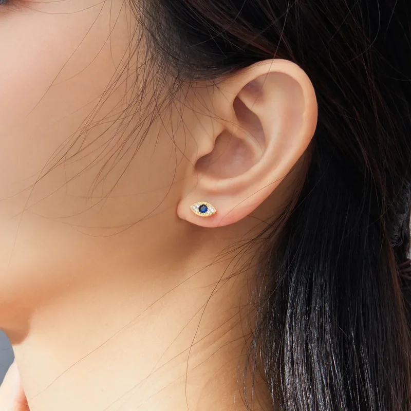 (imagine pentru) Cercei Tip Pandora cu Ochi norocos placat cu aur de 14 k - SCE805 - Vizualizare 6