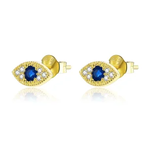 (imagine pentru) Cercei Tip Pandora cu Ochi norocos placat cu aur de 14 k - SCE805