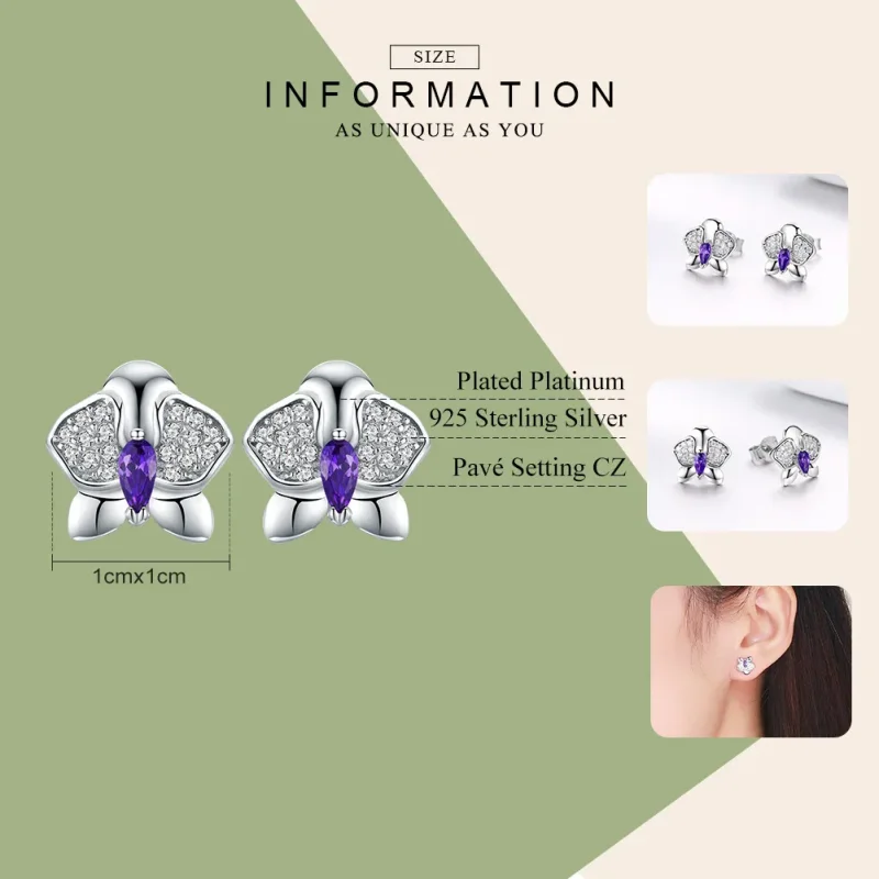 (imagine pentru) Cercei Tip Pandora cu Orhidee fluture din argint - BSE036 - Vizualizare 7