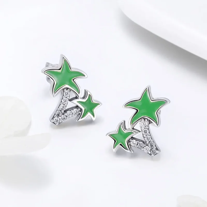 (imagine pentru) Cercei Tip Pandora cu Palmier de nuca de cocos din argint - SCE428 - Vizualizare 2