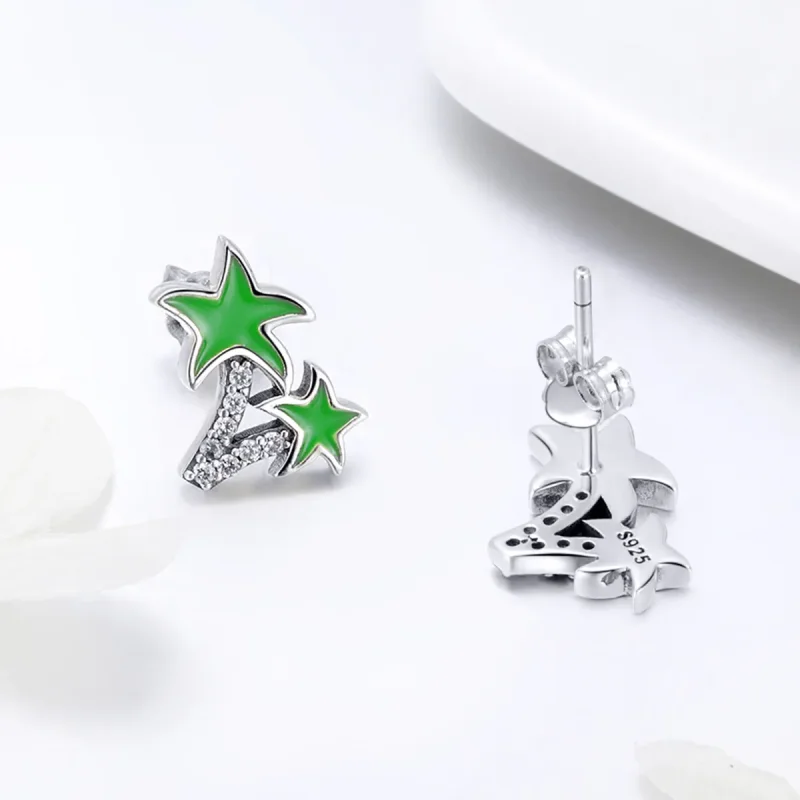 (imagine pentru) Cercei Tip Pandora cu Palmier de nuca de cocos din argint - SCE428 - Vizualizare 3