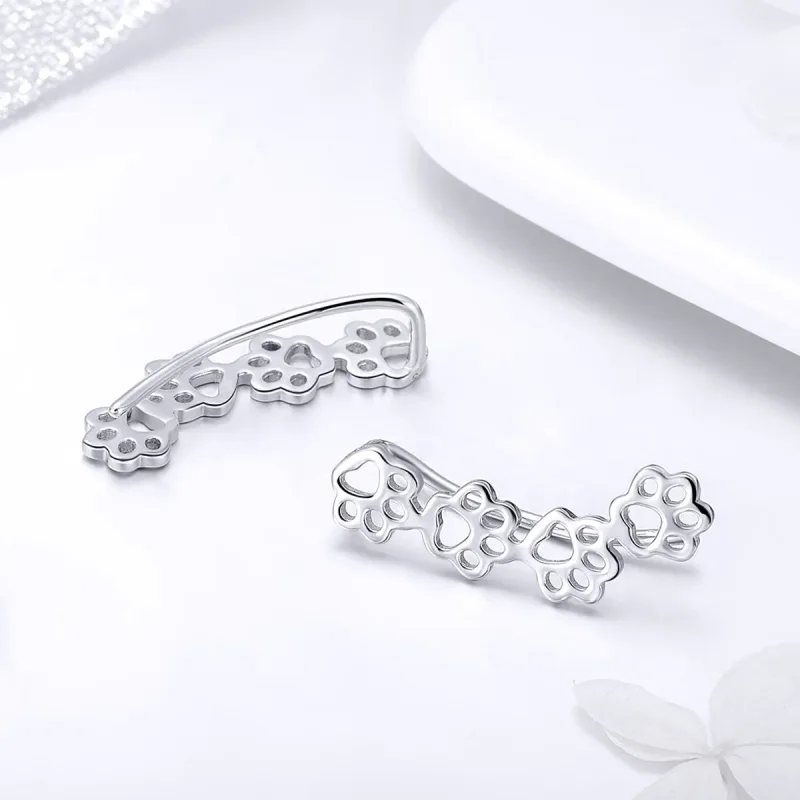 (imagine pentru) Cercei Tip Pandora cu Paw Trail din argint - SCE430 - Vizualizare 2