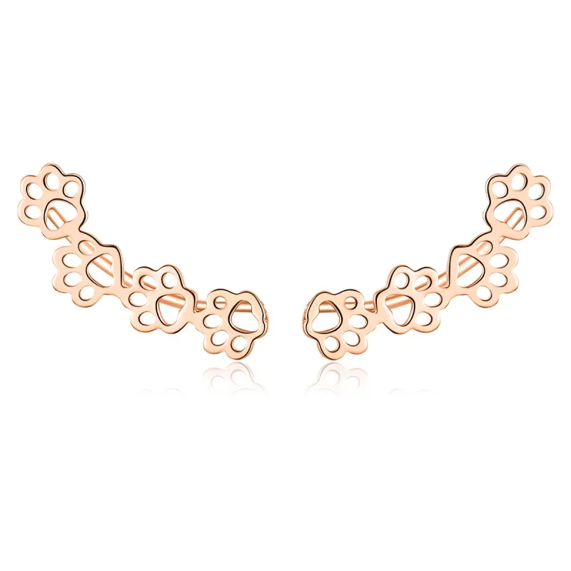 (imagine pentru) Cercei Tip Pandora cu Paw Trail din aur rose - SCE430-C