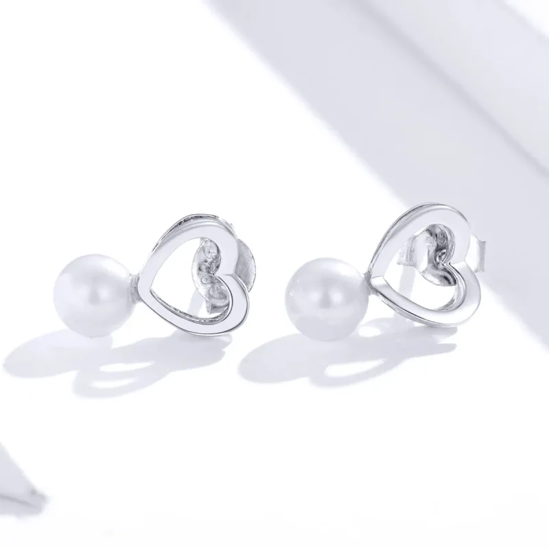 (imagine pentru) Cercei Tip Pandora cu Pearl Drop din argint - SCE869 - Vizualizare 2