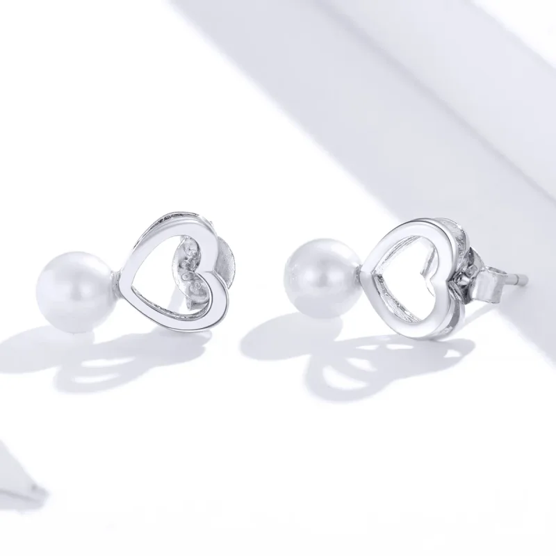 (imagine pentru) Cercei Tip Pandora cu Pearl Drop din argint - SCE869 - Vizualizare 3